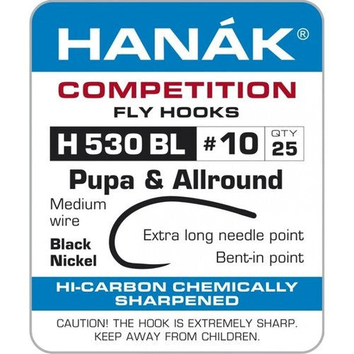 Hanak 530 pupa-allround barbless hook