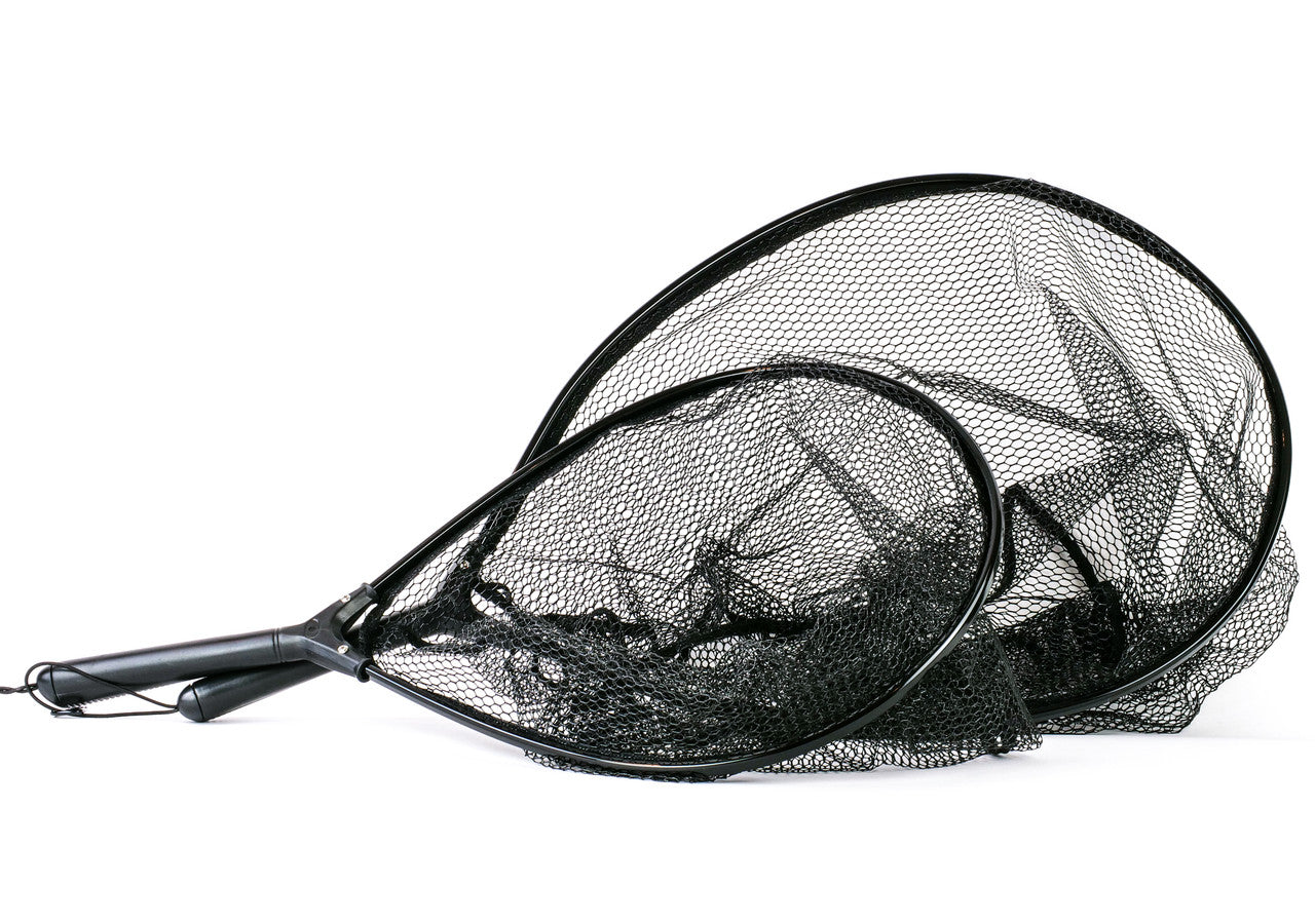 Fish Net Folding Fly Fishing Landing Net Catch and Release Trout Net  Aluminum Alloy Frame with Soft Rubber Mesh Black Rubber Dip Net
