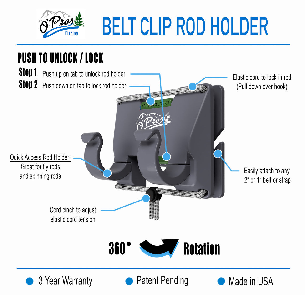 O'pros Belt Clip Rod Holder with slide lock – Tactical Fly Fisher