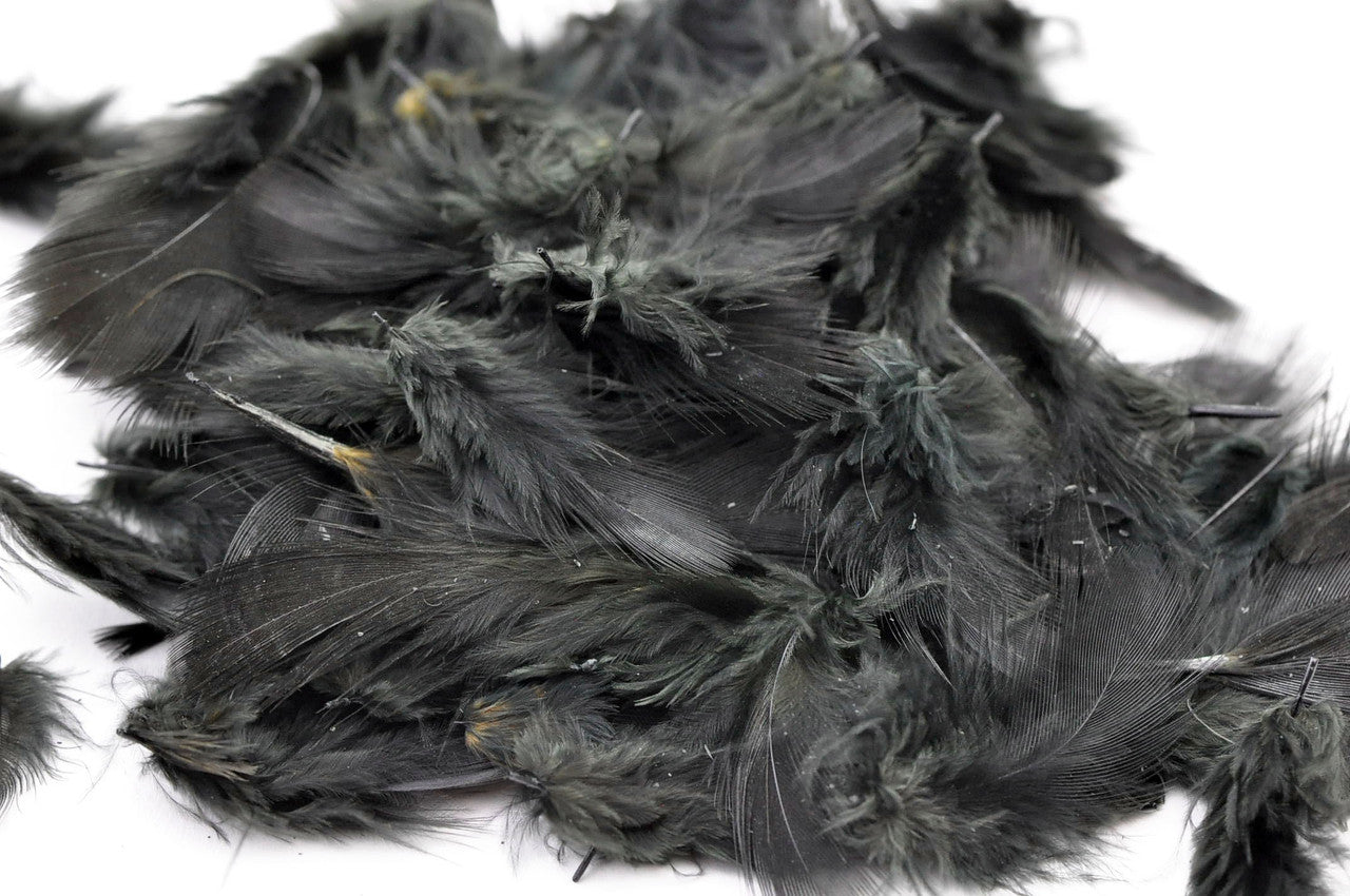 Hareline Fine Black Barred Marabou Feathers - Duck, Goose, Turkey
